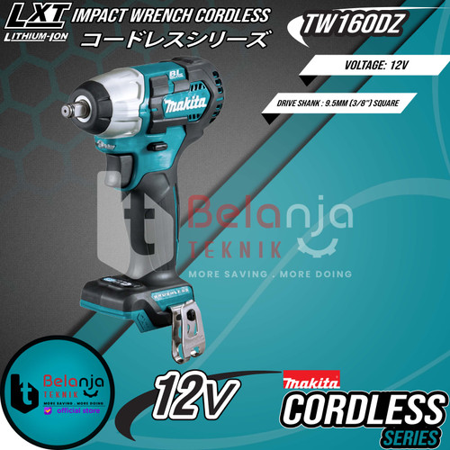 Makita Impact Wrench Cordless TW160DZ Mesin Pembuka Baut + Baterai 18V