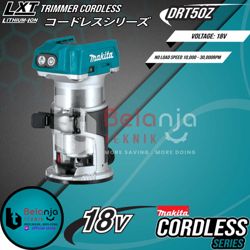 Makita Mesin Profil Kayu Baterai DRT50Z 18V Trimmer + Baterai Set 18 V