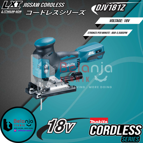 Makita Mesin Jigsaw Cordless DJV181Z Gergaji Triplek Baterai 18V