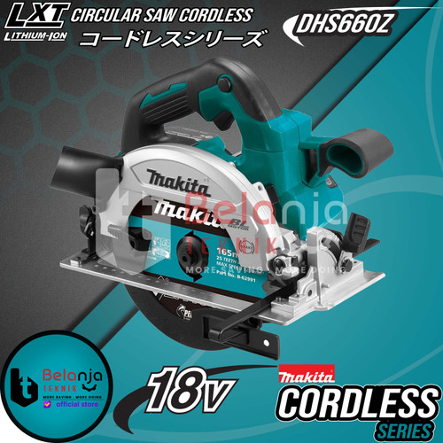 Makita Mesin Circular Saw Baterai DHS660Z Potong Kayu 18V + Baterai