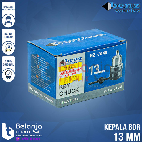 Benz Kepala Mesin Bor 13 MM X 1/2 Inch Key Drill Chuck + Kunci Bor