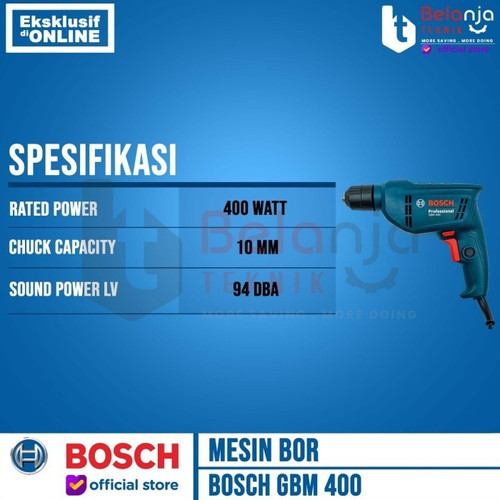 Bosch Bor Besi GBM 400 10MM 400 Watt + Mata Bor Beton CYL-4 8 PCS