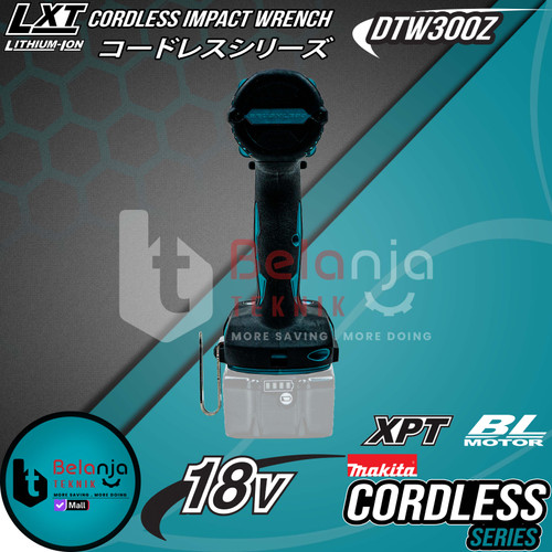 Makita Impact Wrench Cordless DTW300Z Mesin Pumbuka Baut + Baterai 18V