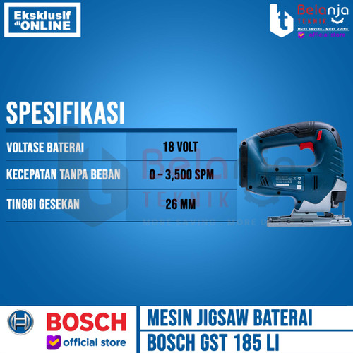 Bosch Mesin Gergaji Baterai GST 185 Li Jigsaw Cordless 18 Volt 18V