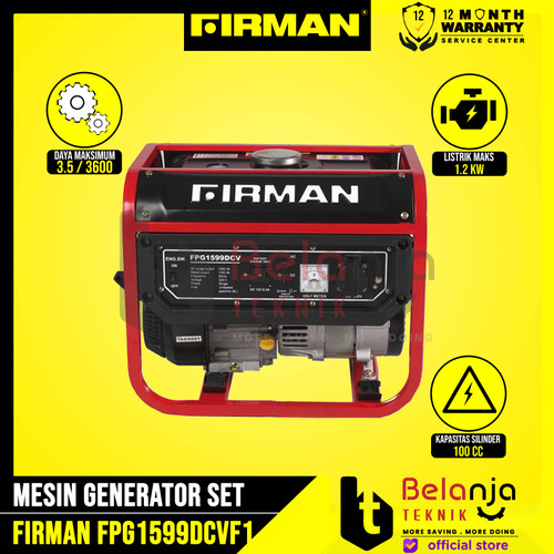 Firman Mesin Genset Bensin FPG 1599 DCV F1 Generator 1200 Watt 1 Phase