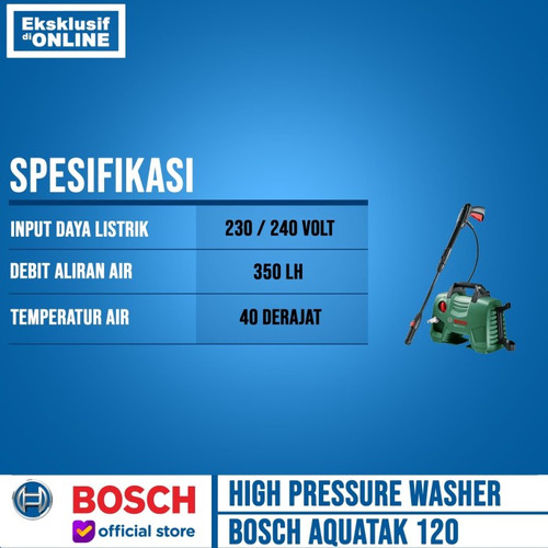 BOSCH Mesin Cuci Aquatak 120 Bar AQT Jet Cleaner DIY Car Cleaning Kit