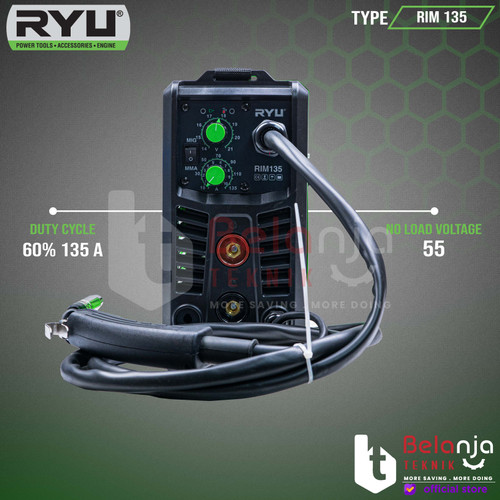 Ryu Mesin Las Inverter MIG MMA 135 A Travo Trafo Las Tanpa Gas RIM 135