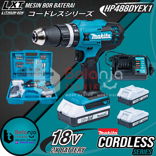 Makita Cordless Hammer Driver Drill HP488D Bor Baterai 18V HP 488 D