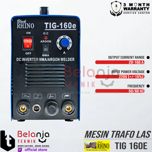 Rhino Mesin Travo Las TIG 160 E Biru Welding Machine Trafo Las Argon