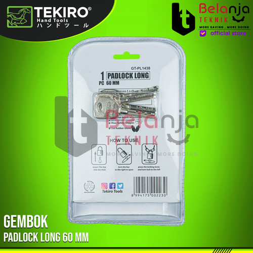 Tekiro Kunci Gembok Pagar Kota Anti Karat Leher Panjang 60mm Padlock