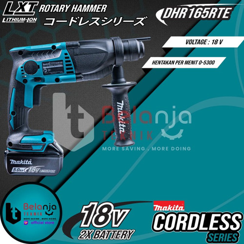 Makita Mesin Bor Beton Baterai DHR 165 RTE Rotary Hammer Cordless 18V