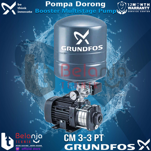 Grundfos Mesin Pompa Air Pendorong CM 3-3 PT Booster Multistage 20 M