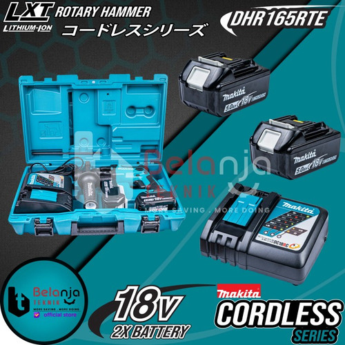 Makita Mesin Bor Beton Baterai DHR 165 RTE Rotary Hammer Cordless 18V