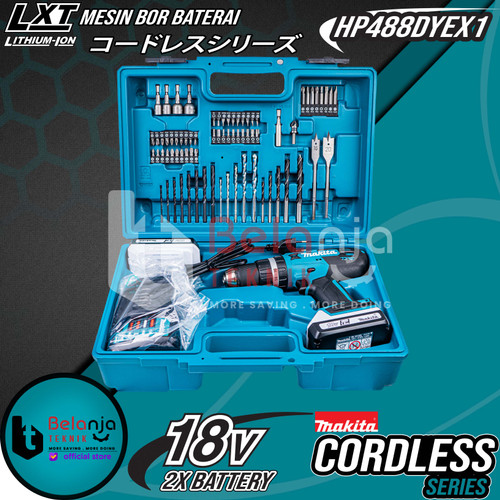 Makita Cordless Hammer Driver Drill HP488D Bor Baterai 18V HP 488 D