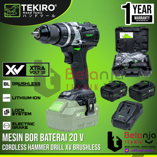 Tekiro Mesin Bor Baterai XV 20V Brushless 13MM Cordless Hammer Drill