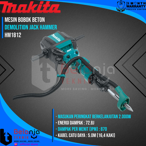 Makita Mesin Bobok Beton Tembok HM 1812 Demolition Jack Hammer HM1812