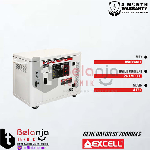 Honda Excell Generator Silent Bensin SF7000DXS 5000 W Genset Starter