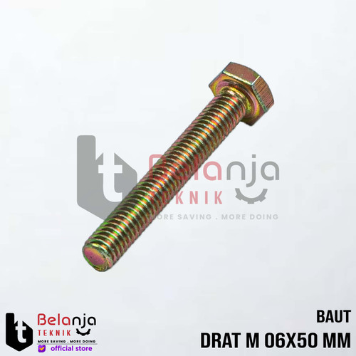 Baut Mur L Drat M 06x50 MM Kuningan Full Per PCS Non Merk