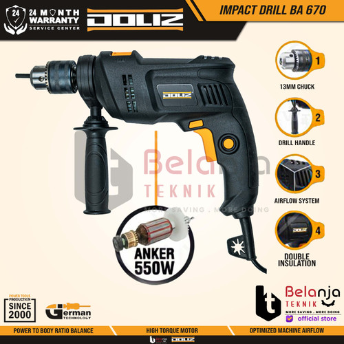 Doliz Impact Drill Variable Speed BA670 550W Mesin Bor Beton 13MM