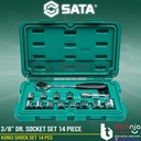 Sata Kunci Shock Set 6 PT 3/8" Inch 8-19 MM 14 Pcs Rachet Sock 09523