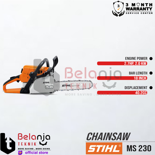 STIHL Chainsaw MS 230 18 Inch Mesin Potong Kayu MS230 18" Inch 2 Tak