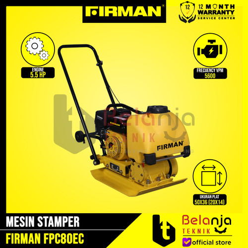 Firman Plate Compactor FPC 80 EC Mesin Stamper + Honda GX 160 Jialing