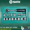 Sata Kunci Shock Set 6 PT 3/8" Inch 8-19 MM 14 Pcs Rachet Sock 09523
