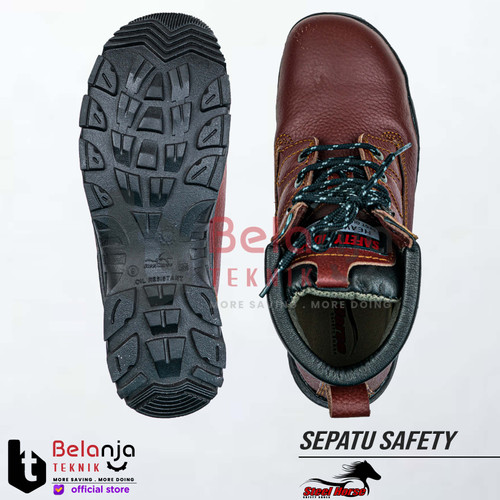 Steel Horse Sepatu Safety 9369 Sepatu Proyek Lapangan Safety Maroon