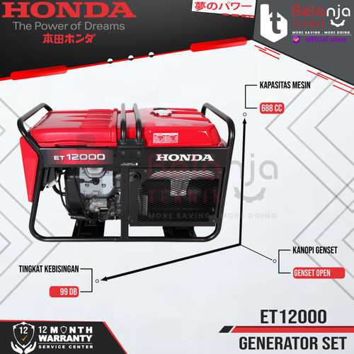Honda Generator Set ET 12000 Mesin Genset Bensin ET12000 9000 Watt