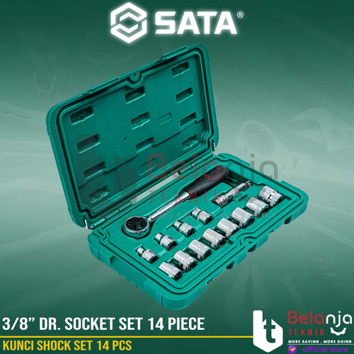 Sata Kunci Shock Set 6 PT 3/8" Inch 8-19 MM 14 Pcs Rachet Sock 09523