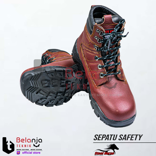 Steel Horse Sepatu Safety 9369 Sepatu Proyek Lapangan Safety Maroon
