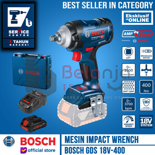 Bosch Mesin Impact Wrench Cordless GDS 18V-400 + Baterai Procore 4AH