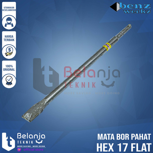 Benz Mata Bor Pahat Bobok Tembok Hex 17 Flat Chisel L 22 MM X 350 MM