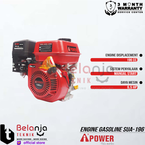 AIPower Engine Gasoline SUA-196 6.5 HP Mesin Penggerak Serbaguna