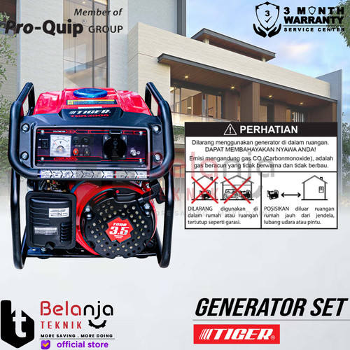Tiger Generator Set Bensin TGR 3000 1200 Watt Genset Recoil TGR3000