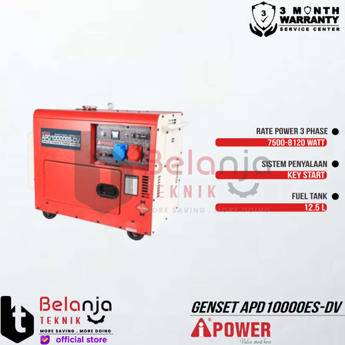 AIPower Genset APD10000ES-DV Generator Bensin Dual Phase Key Starting