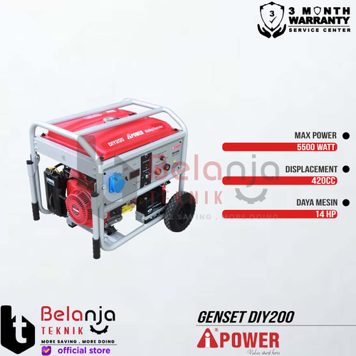 AIPower Genset DIY200 Generator Bensin 5500 Watt Manual Starting
