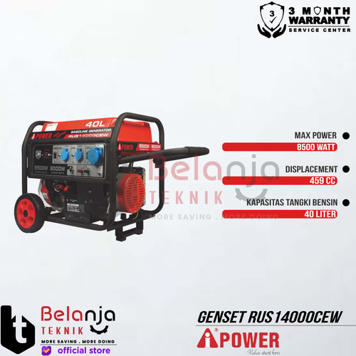 AIPower Genset RUS14000CEW Generator Bensin 8500 Watt Manual Starting