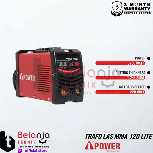 AIPower Mesin Trafo Las DC Inverter MMA 120 Lite Travo IGBT 3700 Watt