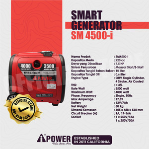 AIPowe Smart Inverter Generator SM4500I Genset Portable Recoil 4000 W