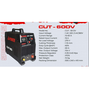 AIPower Mesin Pemotong Plasma Cutter Cut-60 DV Full Bridge IGBT
