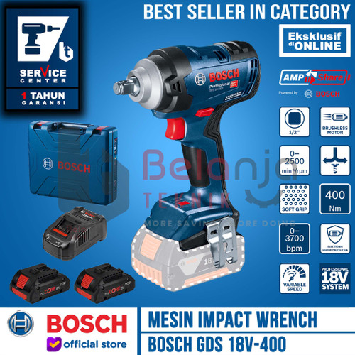 Bosch Mesin Impact Wrench Cordless GDS 18V-400 + Baterai Procore 4AH