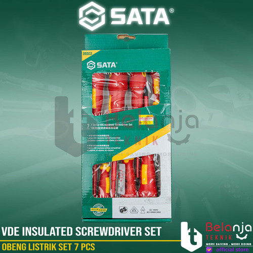 Sata VDE Insulated Screwdriver Set 7PCS Obeng Listrik Plus Minus 09303