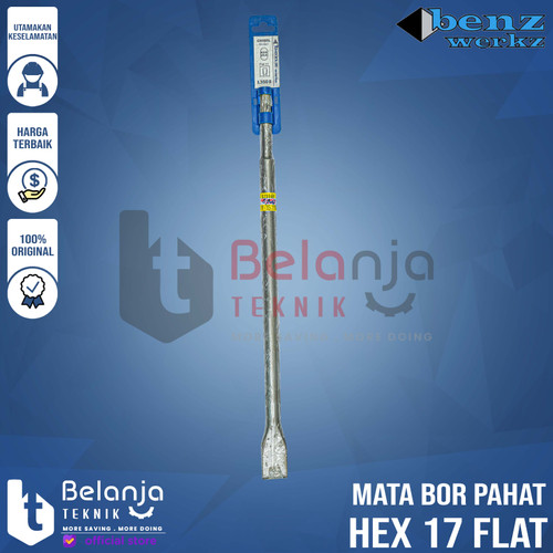 Benz Mata Bor Pahat Bobok Tembok Hex 17 Flat Chisel L 22 MM X 350 MM
