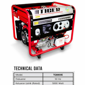 Tiger Generator Set Bensin TG8800E 5500 Watt Genset Recoil TG 8800