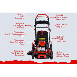 AIPower Lawn Mower LMA20S Mesin Potong Rumput Dorong Bensin 20 Inch
