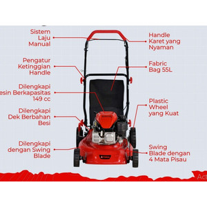 AIPower Mesin Potong Rumput Dorong LMA18P 4 Tak 18 Inch Lawn Mower