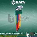 Sata Kunci L Panjang Warna 09101CH 9 PCS Extra Long Arm Ball Point Hex