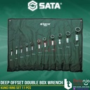 Sata Kunci Ring Set 11 PCS 08023 Deep Offset Double Box Wrench 70°
