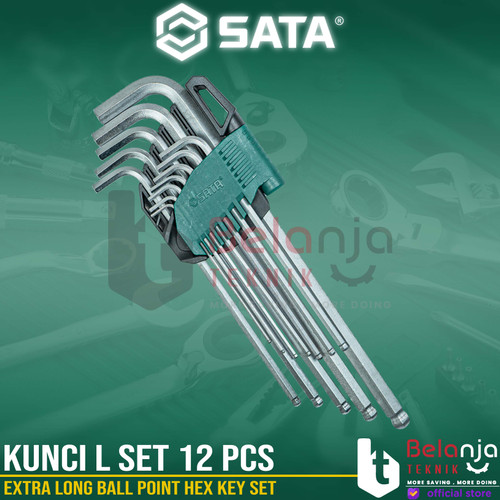 Sata Kunci L Set 12 pcs Long Ball Point Hex Key Set (SAE) 09102